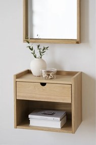 Comodino sospeso con ripiani in legno di quercia in colore naturale Hillmond - Rowico