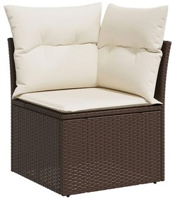 Set divani da giardino 10pz con cuscini in polyrattan marrone