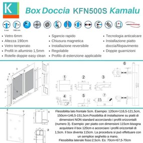 Kamalu - box doccia 150x80 telaio colore nero e anta scorrevole kfn5000s