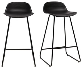 Set di 2 sgabelli da bar sedile nero base nero ELLA