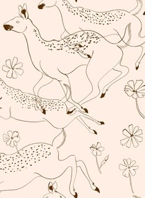Coordonne Carta da parati panoramica Jumping Bambis - Peach