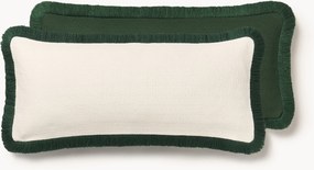 Copricuscino lungo reversibile con superficie strutturata e frange Viona