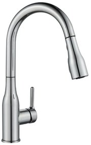 Rubinetto da cucina con doccetta a collo di cigno Fanny 2.0 argento cromato lucido DELINIA