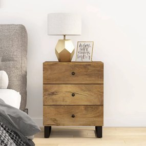 Comodino 50x33x62cm Legno Massello Di Mango E Legno Multistrato /