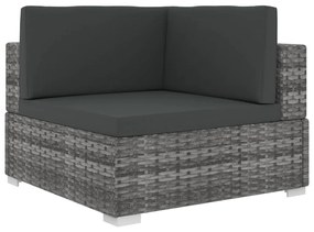 Set Divani da Giardino 6 pz con Cuscini in Polyrattan Grigio