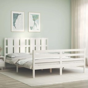 Giroletto Con Testiera Bianco 160x200 Cm Legno Massello /