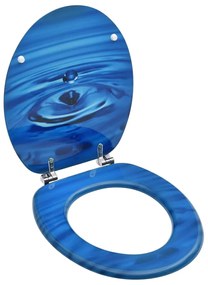 Tavoletta Wc Con Coperchio Mdf Blu Design Goccia Dacqua /