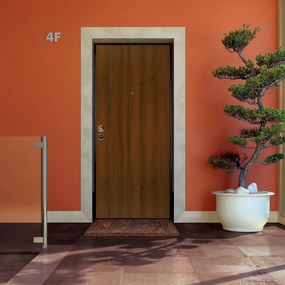 Porta blindata YALE Terry L 80 x H 210 cm in melaminico noce scuro/bianco, apertura spingere a destra, falso telaio incluso