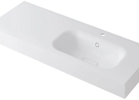 Lavabo integrale rettangolare vasca a destra L 120.5 x H 15 x P 46 cm in resina bianco