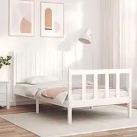 Giroletto con Testiera Bianco 100x200 cm in Legno Massello 3192937