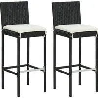 Sgabelli da Bar con Cuscini 2 pz Neri in Polyrattan 313435