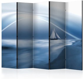 Paravento design Vela solitaria alla deriva II (5 pezzi) - barca tra le acque blu