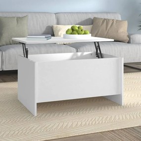 Tavolino da salotto bianco 80x55,5x41,5 cm in legno multistrato