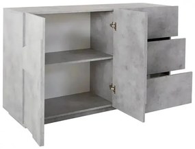 Credenza Moderna PING con 2 Ante Battenti e 3 Cassetti in Cemento