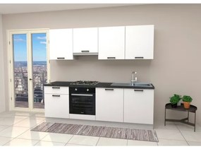 Cucina Lineare 240 Cm Bianca Con Top Antracite Mod. Gourmet