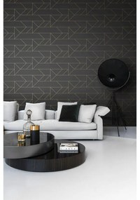 Carta da parati Geometrie oro su nero, 53 cm x 10.05 m