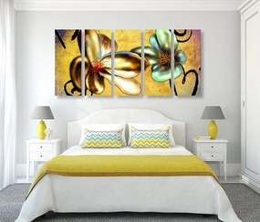 Quadri 5 pezzi – Fiori vintage interessanti