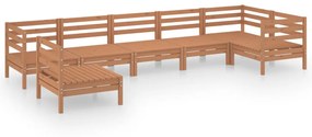 Set salotto da giardino 7 pz in legno massello di pino miele