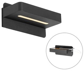 Lampada da parete moderna nera con LED con USB - Ted