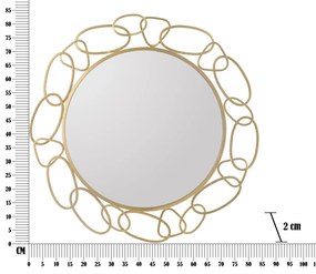 Specchio rotondo in metallo dorato con motivo geometrico ø 84x2 cm