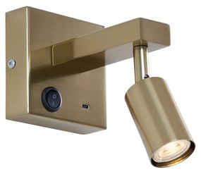 Lampada da Parete Moderna Oro con USB-C Inclinabile - Rex