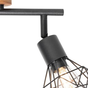Faretto nero con legno girevole e inclinabile 2 luci - Mosh