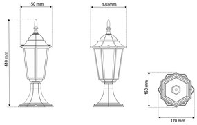 Paletto Lampione Vintage 40cm E27 IP54 Bianco - Serie Tosca