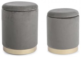 Set di 2 pouf contenitore POLINA in velluto grigio