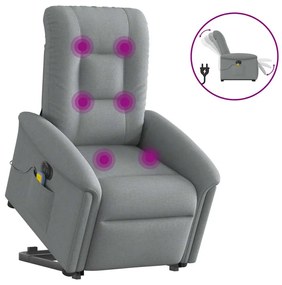 Poltrona Alzapersona Massaggi Elettrica Grigio Chiaro Tessuto /