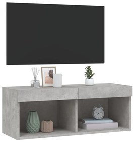Mobile Porta TV con Luci LED Grigio Cemento 80x30x30 cm