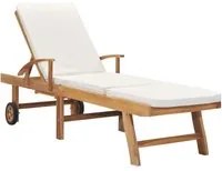 Lettino Prendisole con Cuscino in Massello di Teak Crema cod mxl 6224