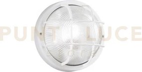 Plafoniera turtle bianca tonda 1 luce attacco e27 ip54 18,5x10x5cm