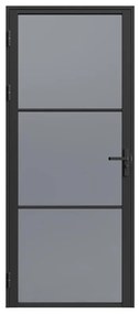 Blocco porta reversibile H204 x L73 cm in Alluminio e Vetro fumé Nero - MASERU