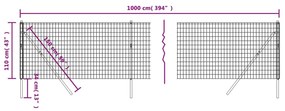 Recinzione Metallica Antracite 1,1x10 m in Acciaio Zincato