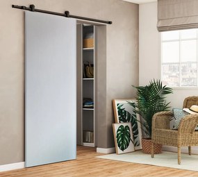 Porta scorrevole Renoir in mdf bianco, L 92.5 x H 215 cm, con binario Loft grigio Reversibile