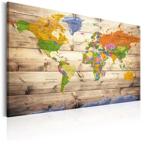 Quadro Map on wood Colourful Travels