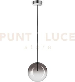 Equinoxe sospensione in vetro fume' e cromo 1 luce attacco g4 d.20cm