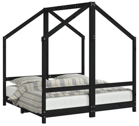 Giroletto per bambini nero 2x(70x140) cm legno massello di pino