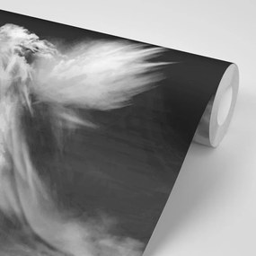 Carta da parati – Immagine di angelo tra le nuvole in bianco e nero