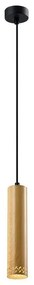 Lampada a sospensione nera con paralume in legno ø 7 cm Tubo - Candellux Lighting