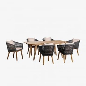 Set Tavolo Allungabile in Legno (150-200x90 cm) Naele e 6 Sedie da - Sklum