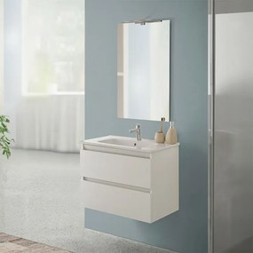 Mobile bagno sospeso 70 cm rovere bianco completo con lavabo Nadia