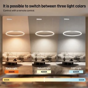 Brilagi-LED Dimmerabile. lampadario a cavo PORTOFINO LED/60W/230V Ø 80 cm argento+telecomando