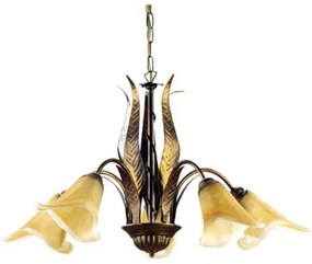 Lampadario Rustico Lampadario Rustico Olga 5x E14 marrone paralume marrone 5x E14