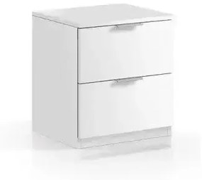 Comodino 2 cassetti bianco 38x34x45 cm