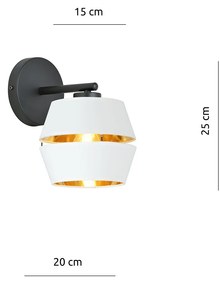 Applique Contemporanea 1 Luce Bellerofonte In Metallo Bianco E Oro