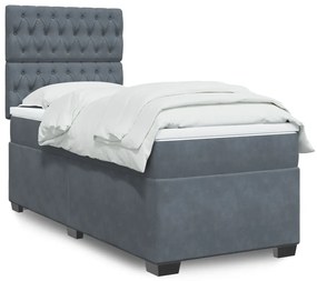 Giroletto A Molle Con Materasso Grigio Scuro 100x200 Cm Velluto /
