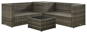 Set Divani da Giardino 4 pz con Cuscini in Polyrattan Grigio