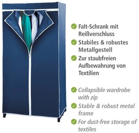 Armadio in tessuto blu 75x150 cm Air - Wenko