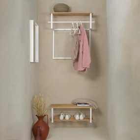 Attaccapanni da parete bianco/di colore naturale in metallo con scaffale 76 cm Rizzoli – Spinder Design